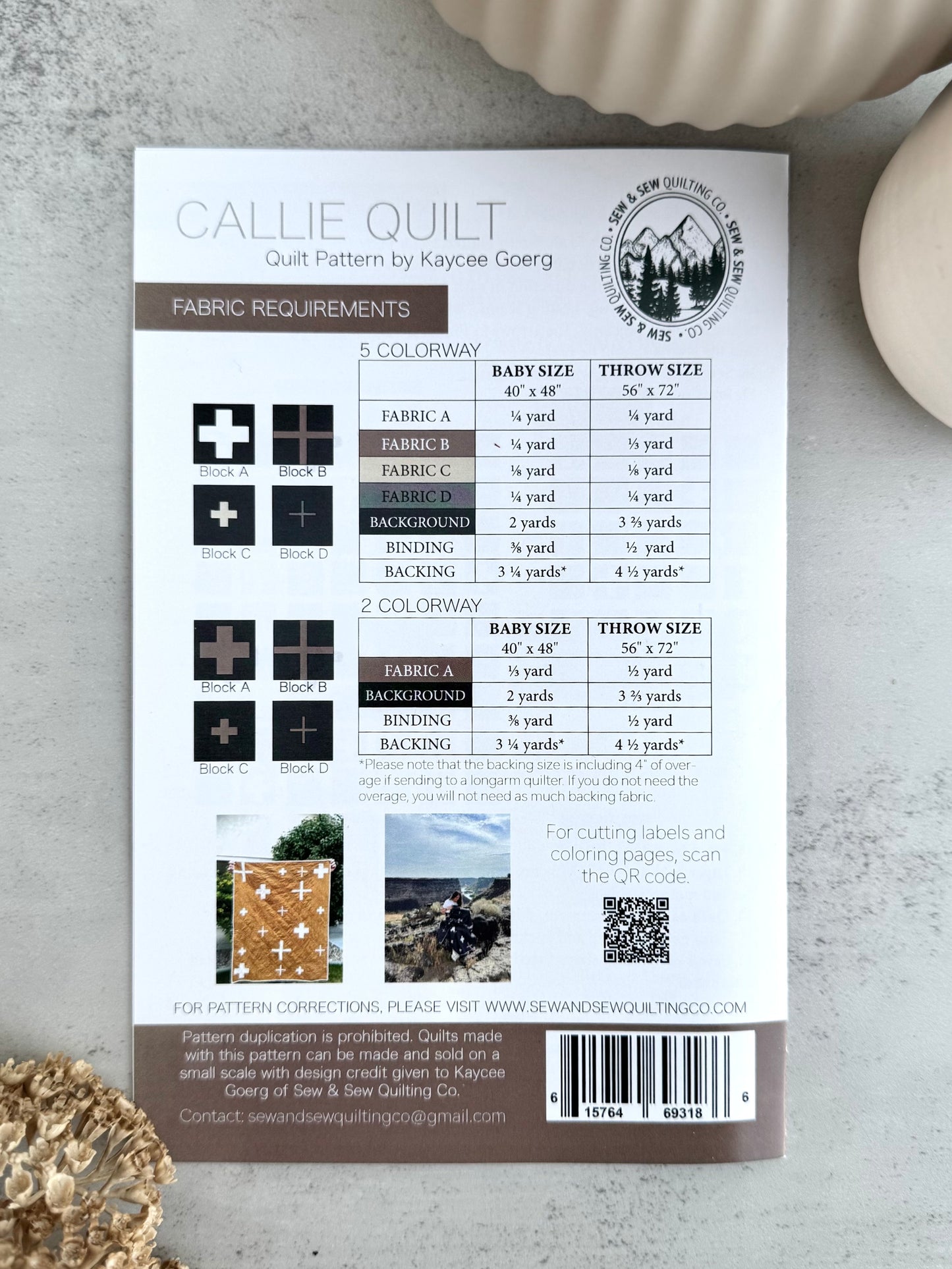 Callie Quilt-Paper Pattern