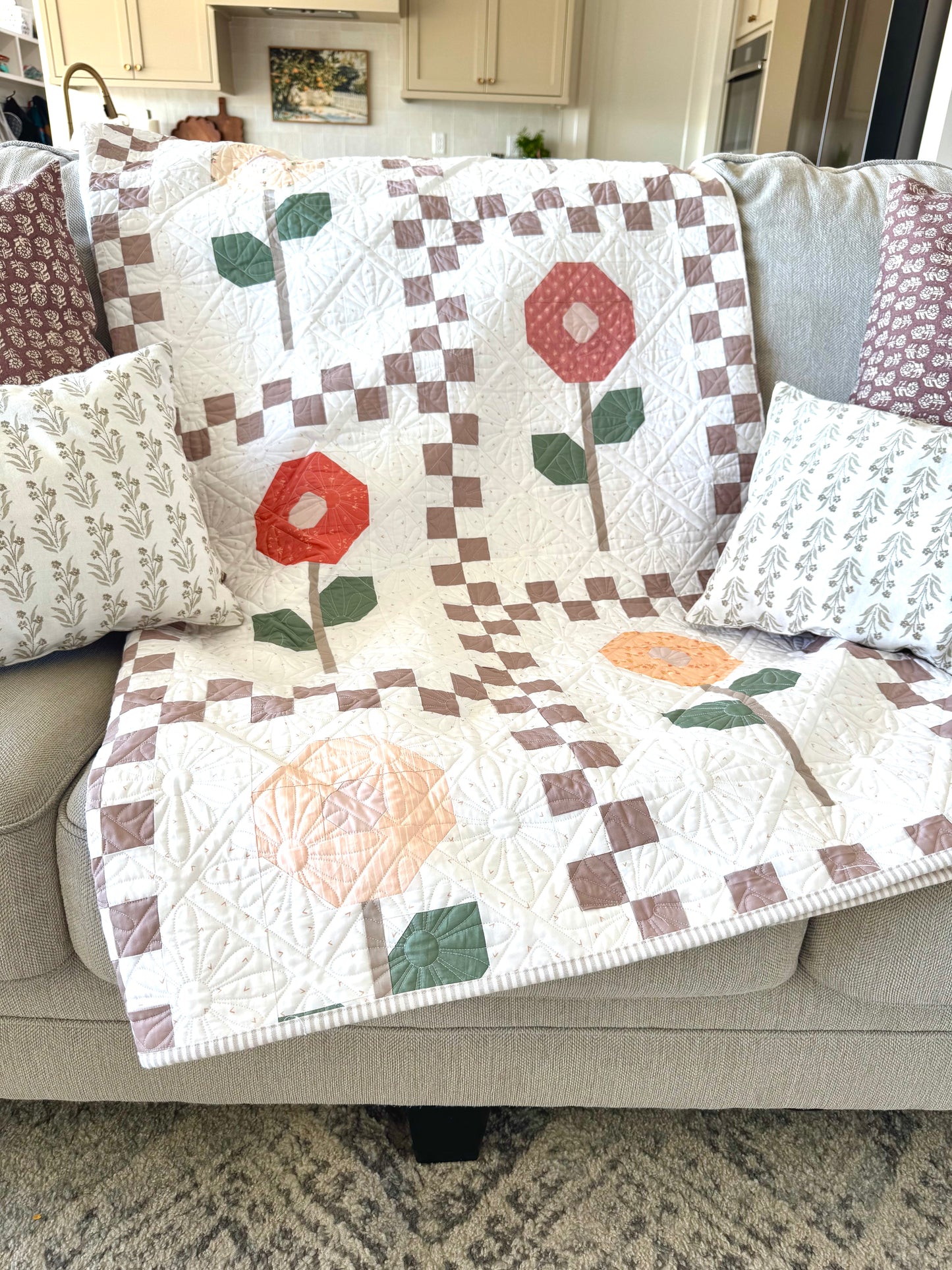 Floral Lane Quilt Pattern-Printed Booklet | Modern Floral Quilt Pattern | Fat Eighth Friendly