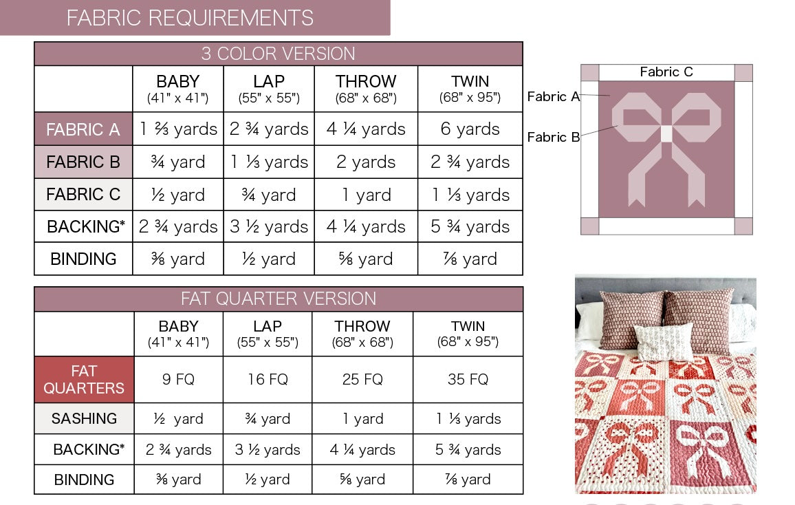 Ribbons & Bows Quilt Pattern-PDF
