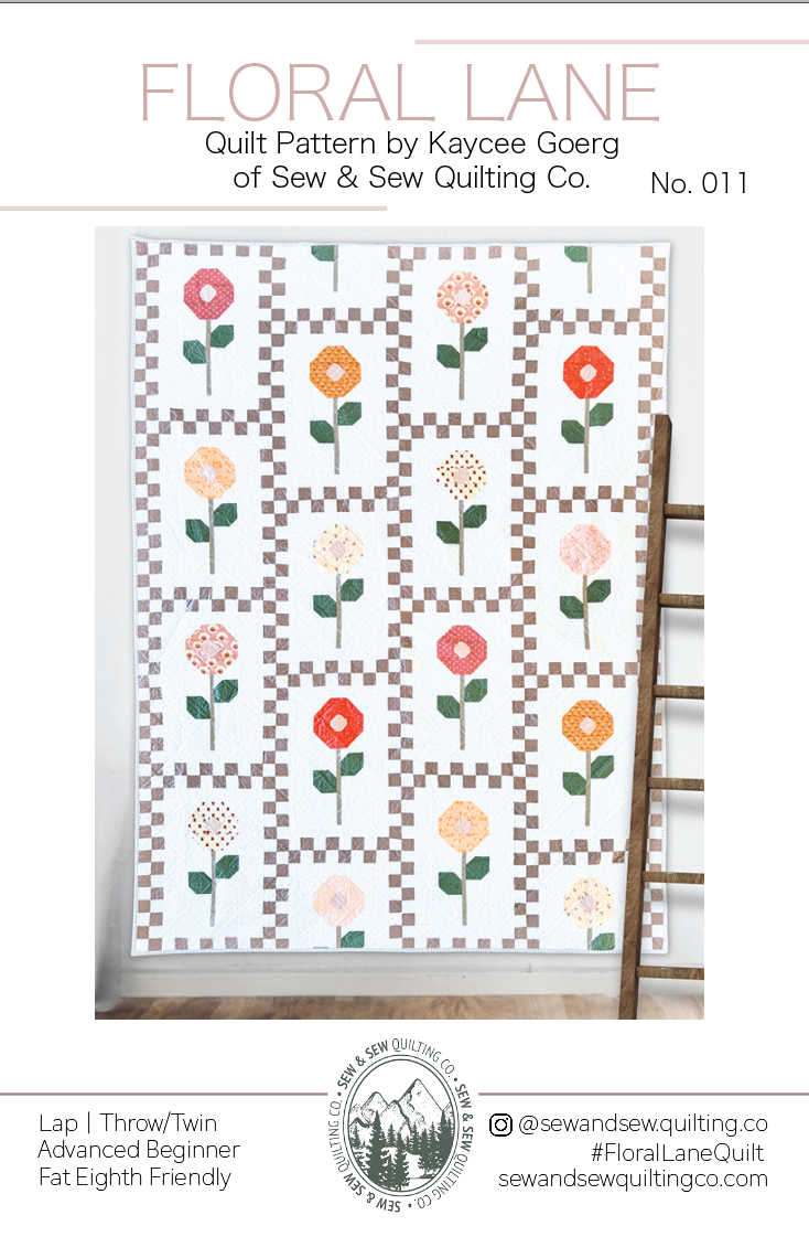 Floral Lane Quilt Pattern-Printed Booklet | Modern Floral Quilt Pattern | Fat Eighth Friendly