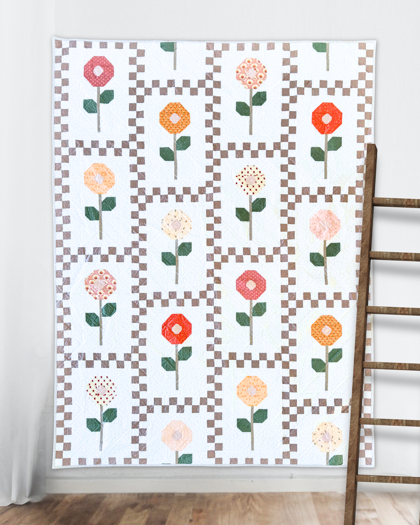 Floral Lane Quilt Pattern-Printed Booklet | Modern Floral Quilt Pattern | Fat Eighth Friendly